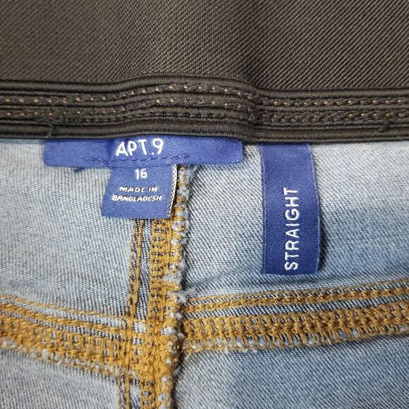 Apt. 9 Jeans Womens 16 Blue Tummy Control Straight Leg Stretch Medium Wash Denim - Picture 3 of 11